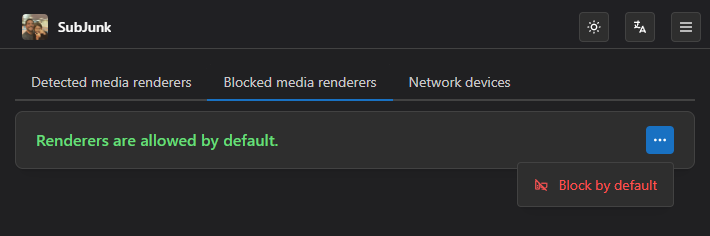 Exemplo de como configurar a preferência de permissão de renderizadores